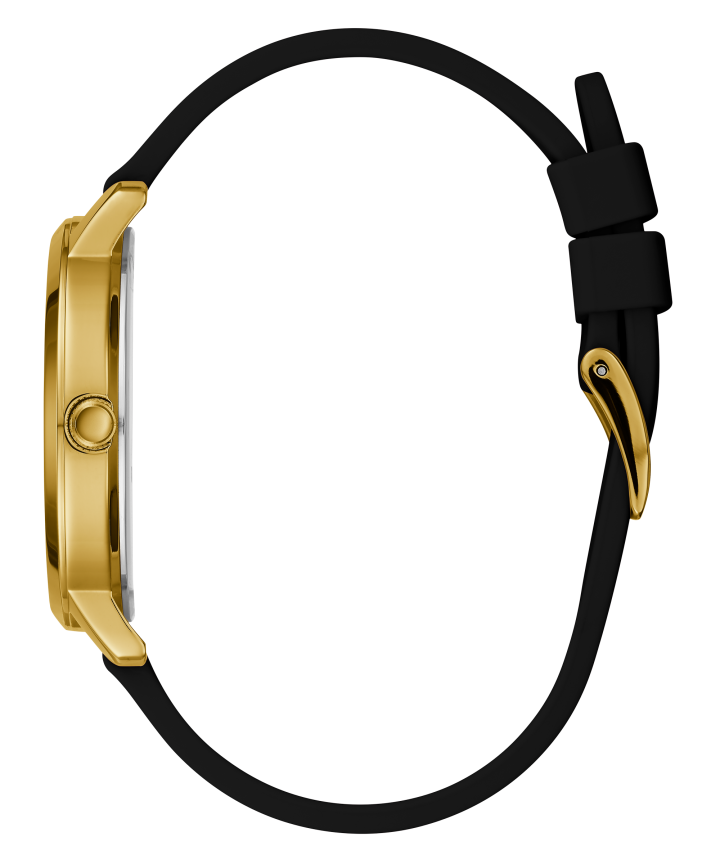 Gold Tone Case Black Silicone Watch large