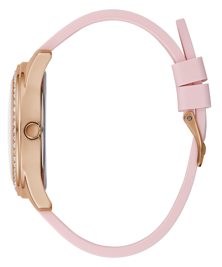 Rose Gold Tone Case Pink Silicone Watch large