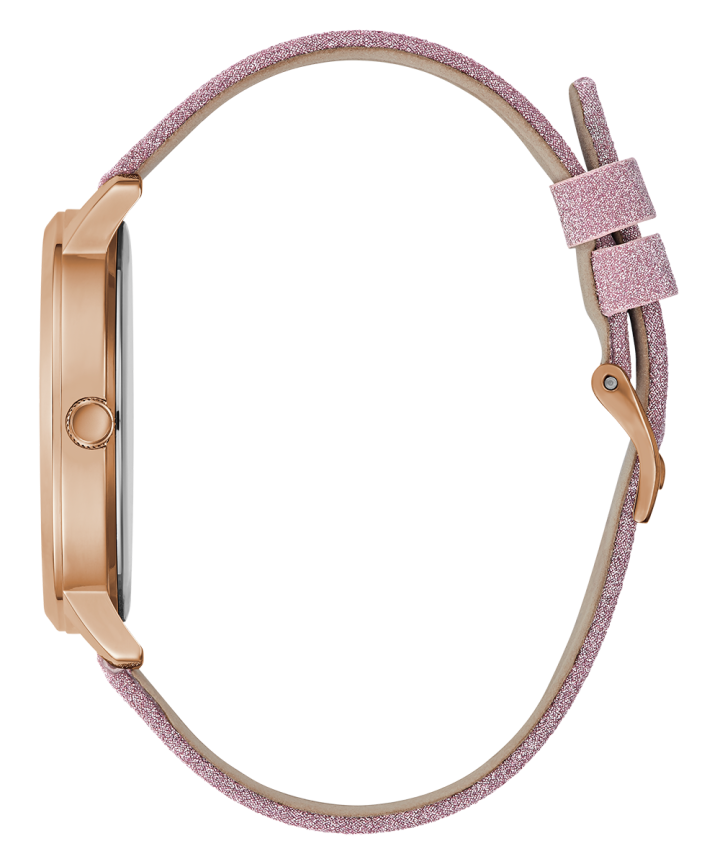 Rose Gold Tone Case Pink Genuine Leather Watch large