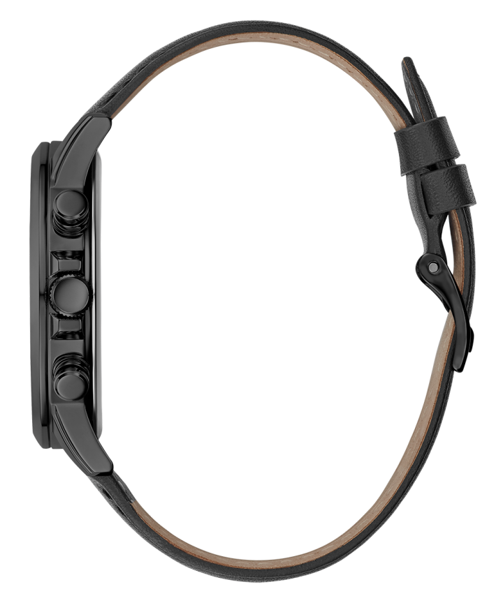 Black Case Black Genuine Leather Watch large
