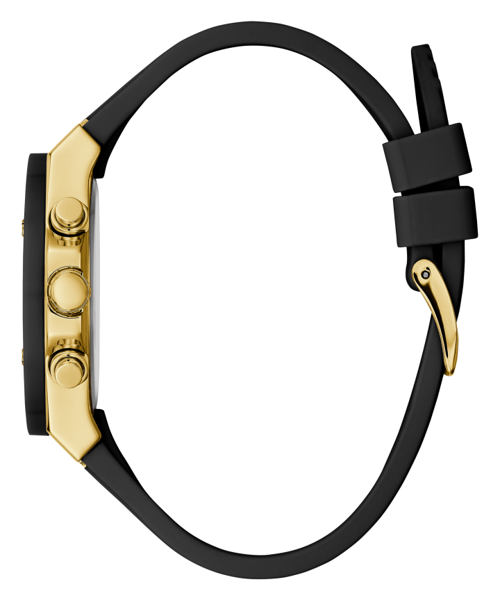 Gold Tone Case Black Silicone Watch large