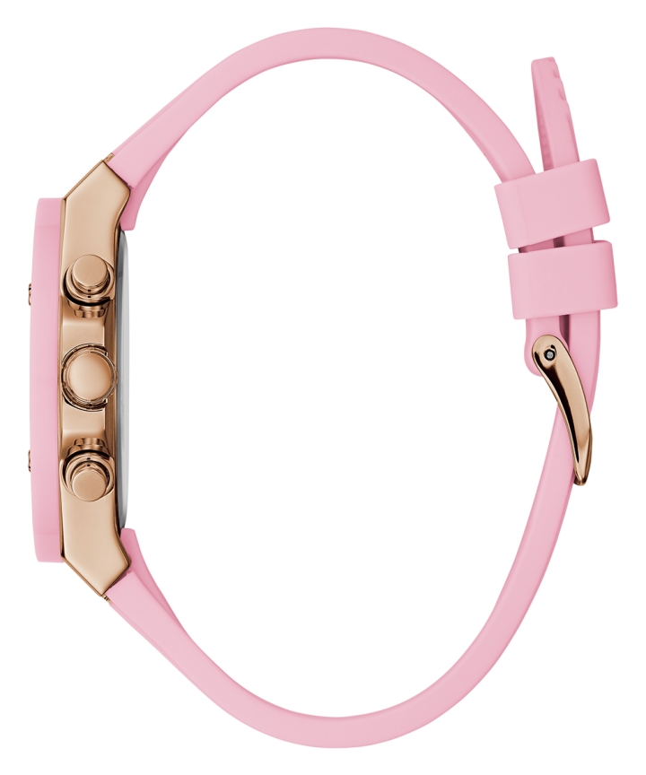 Rose Gold Tone Case Pink Silicone Watch large