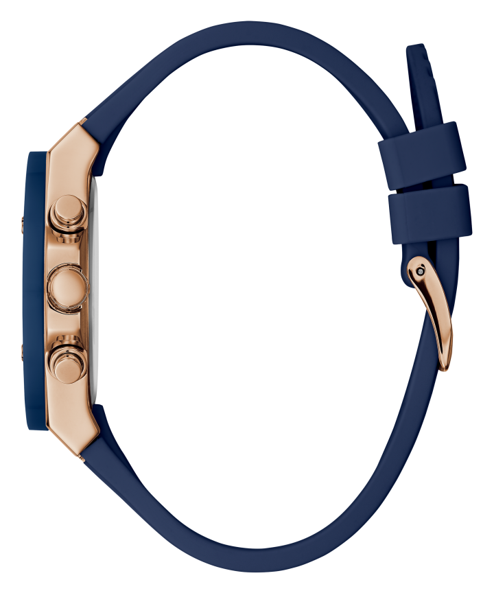 Rose Gold Tone Case Blue Silicone Watch large