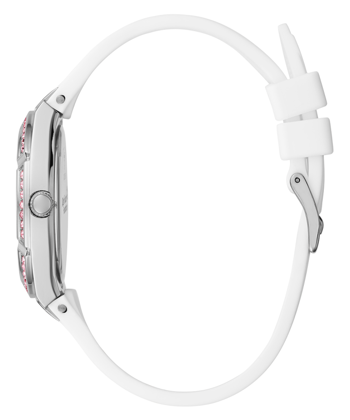 Silver Tone Case White Silicone Watch large