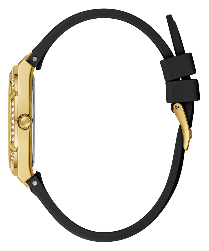 Gold Tone Case Black Silicone Watch large
