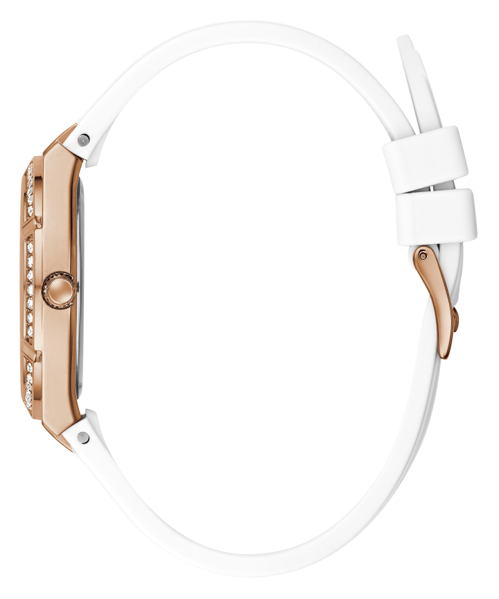 Rose Gold Tone Case White Silicone Watch large