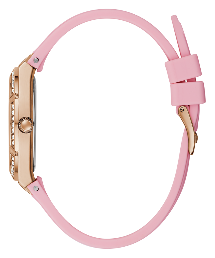 Rose Gold Tone Case Pink Silicone Watch large