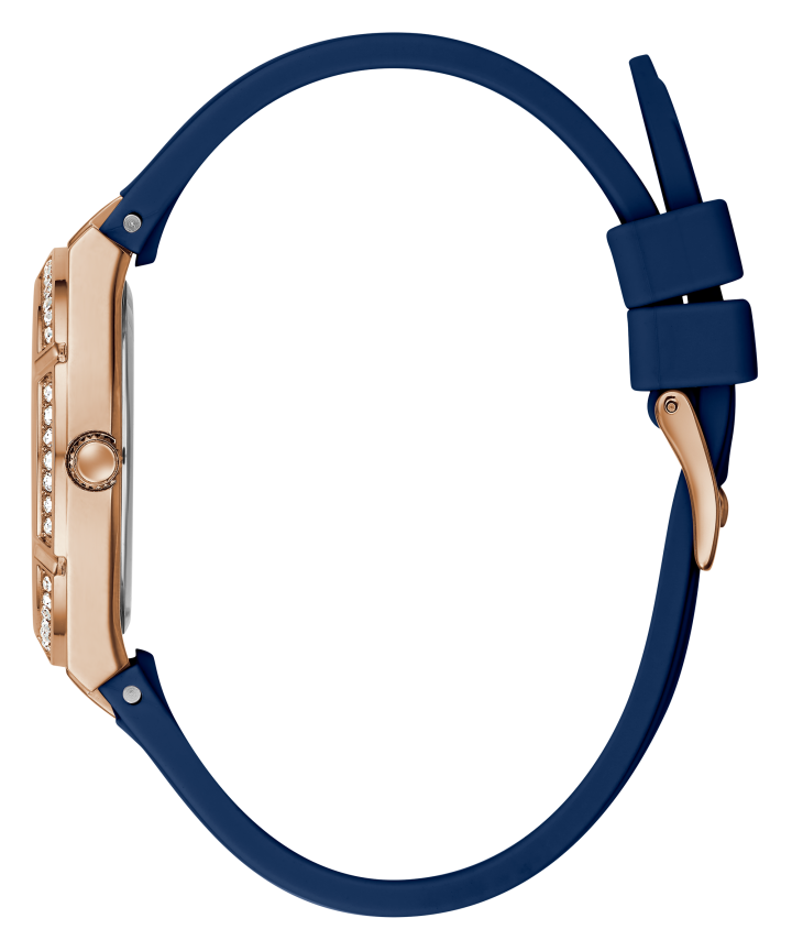 Rose Gold Tone Case Blue Silicone Watch large