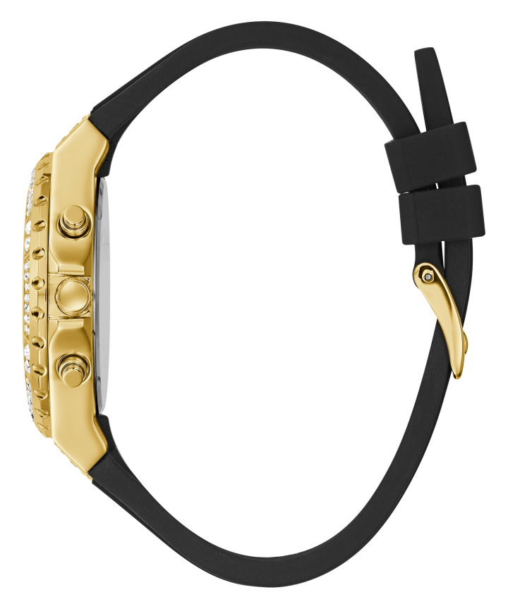 Gold Tone Case Black Silicone Watch large