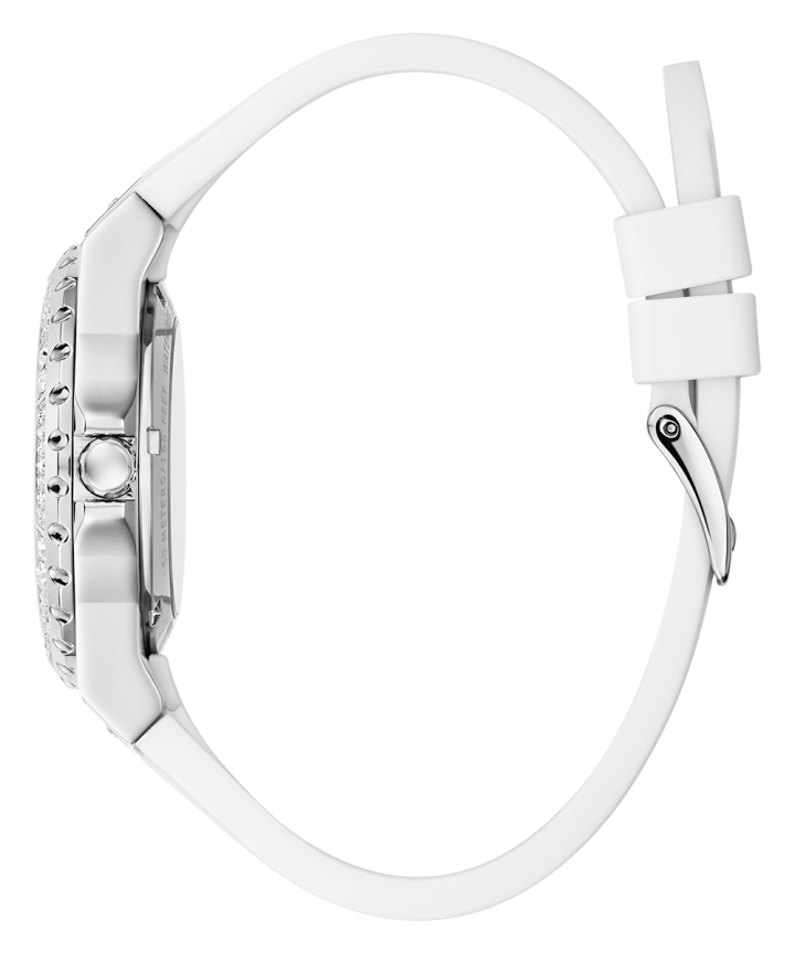 Silver Tone Case White Silicone Watch large