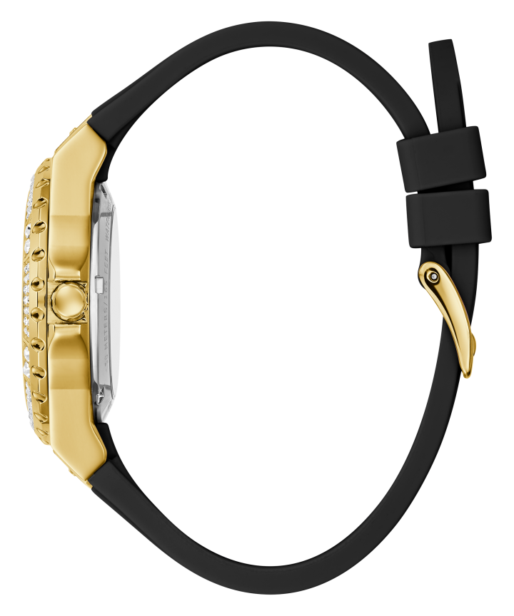 Gold Tone Case Black Silicone Watch large