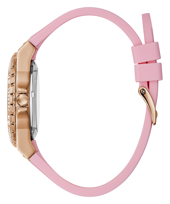 Rose Gold Tone Case Pink Silicone Watch large