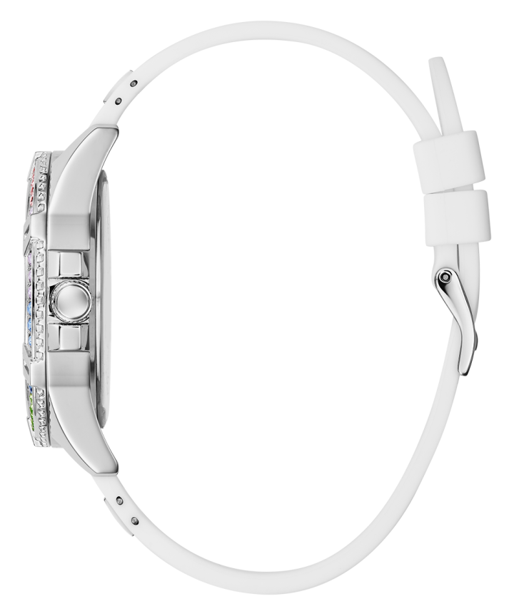 Silver Tone Case White Silicone Watch large