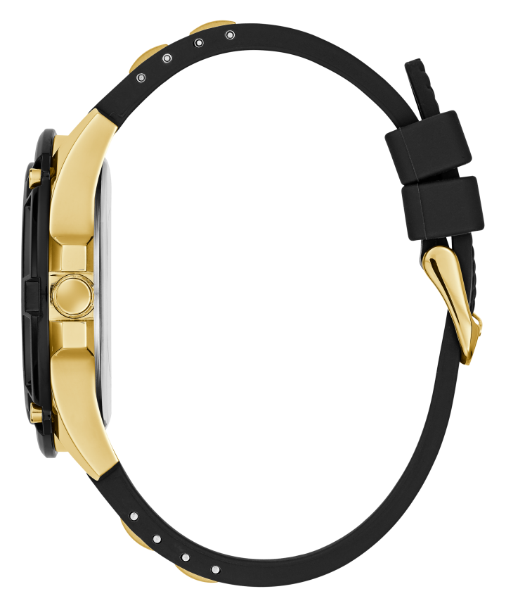 Gold Tone Case Black Silicone Watch large