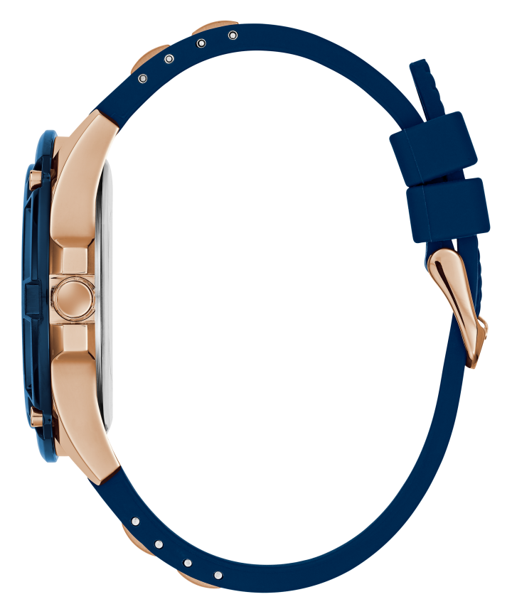 Rose Gold Tone Case Blue Silicone Watch large