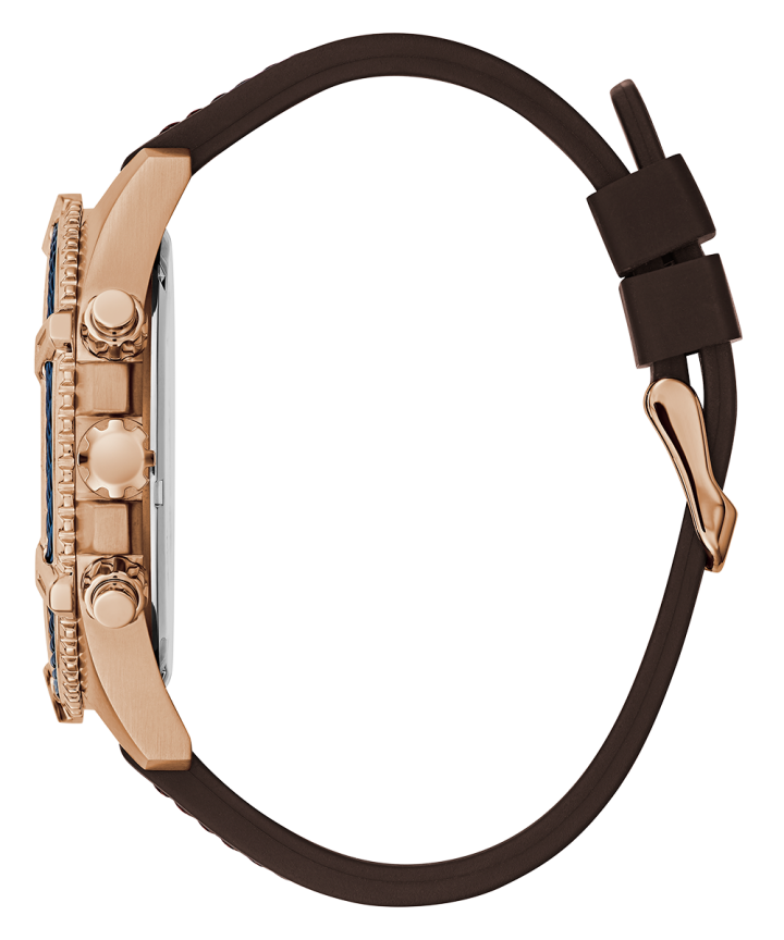 Rose Gold Tone Case Brown Genuine leather/Silicone Watch large