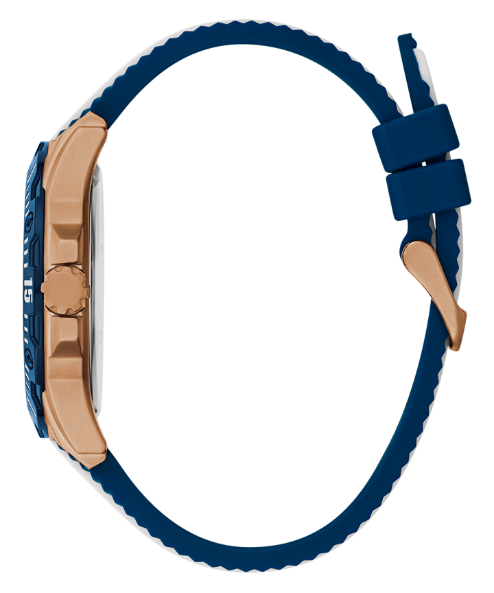 Rose Gold Tone Case Blue Silicone Watch large