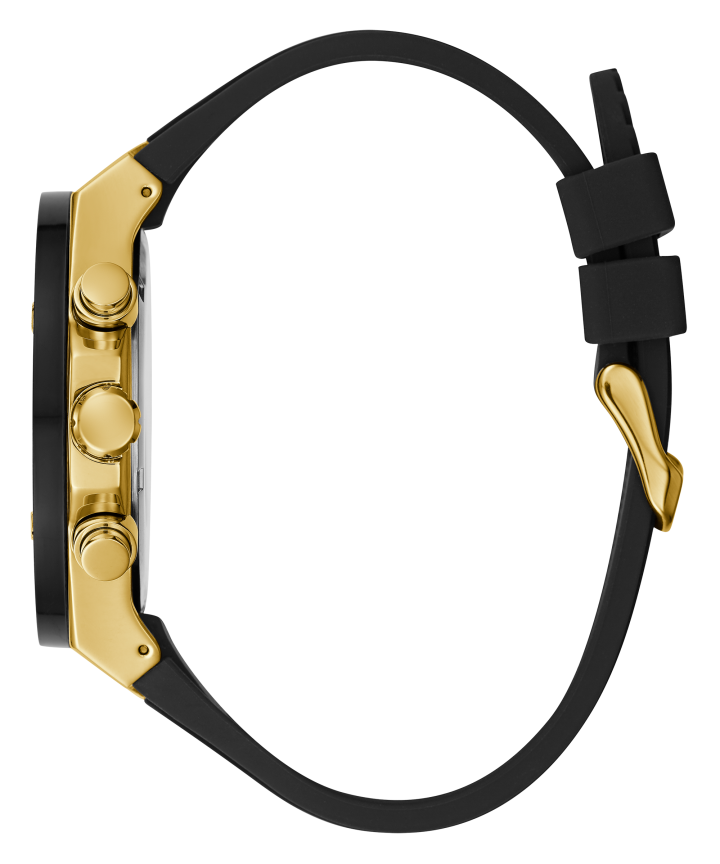 Gold Tone Case Black Silicone Watch large