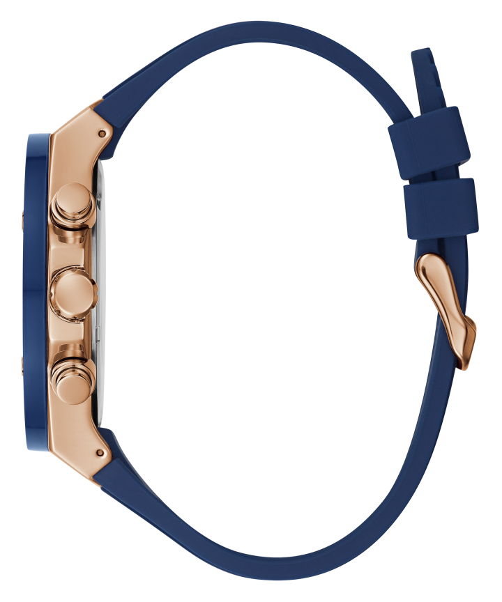 Rose Gold Tone Case Blue Silicone Watch large