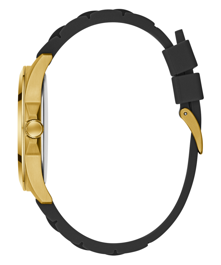 Gold Tone Case Black Silicone Watch large
