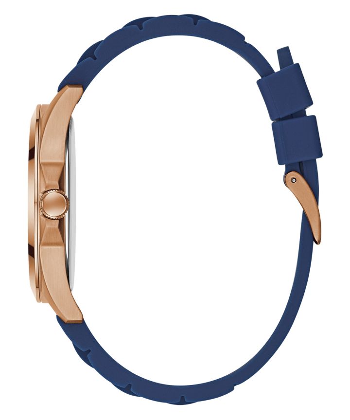 Rose Gold Tone Case Blue Silicone Watch large