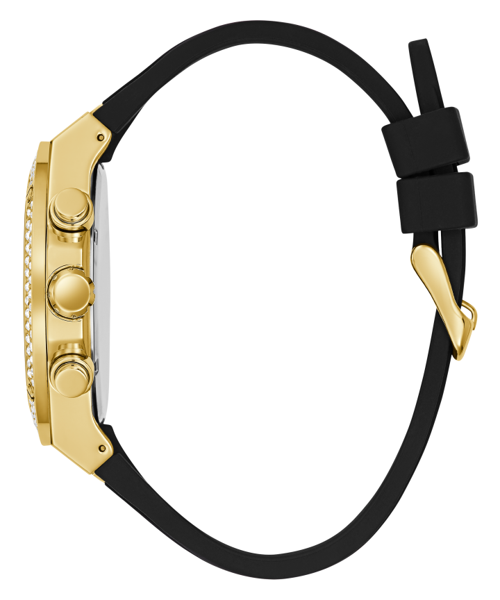 Gold Tone Case Black Silicone Watch large