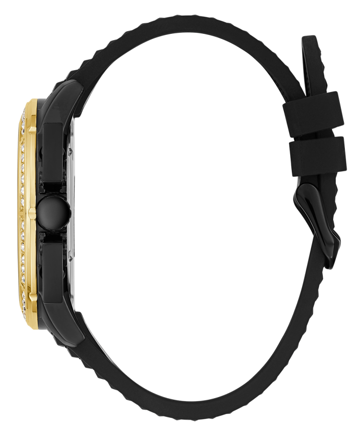 Gold Tone Case Black Silicone Watch large