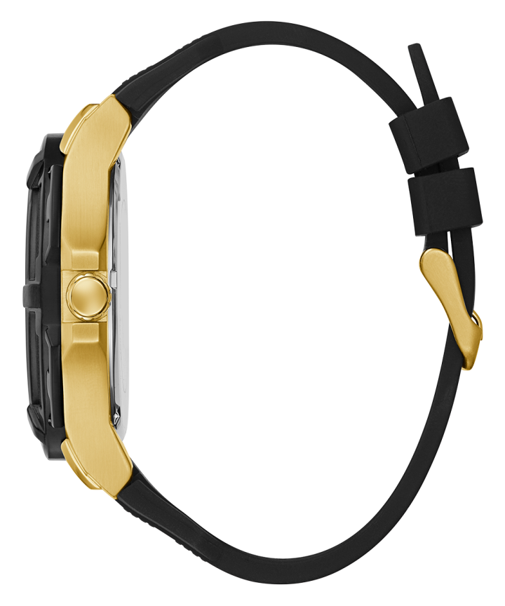 Gold Tone Case Black Silicone Watch large