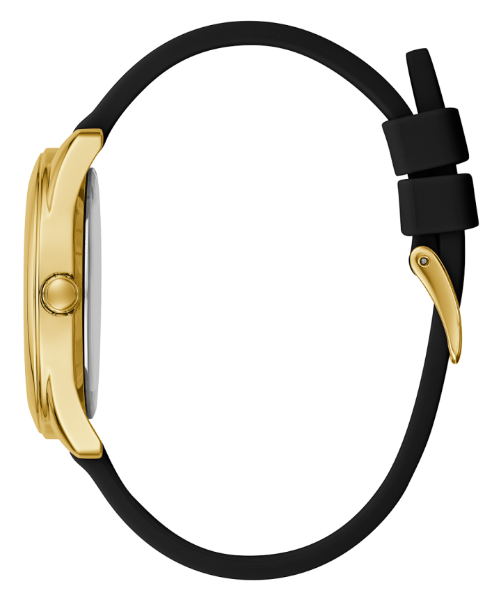 Gold Tone Case Black Silicone Watch large