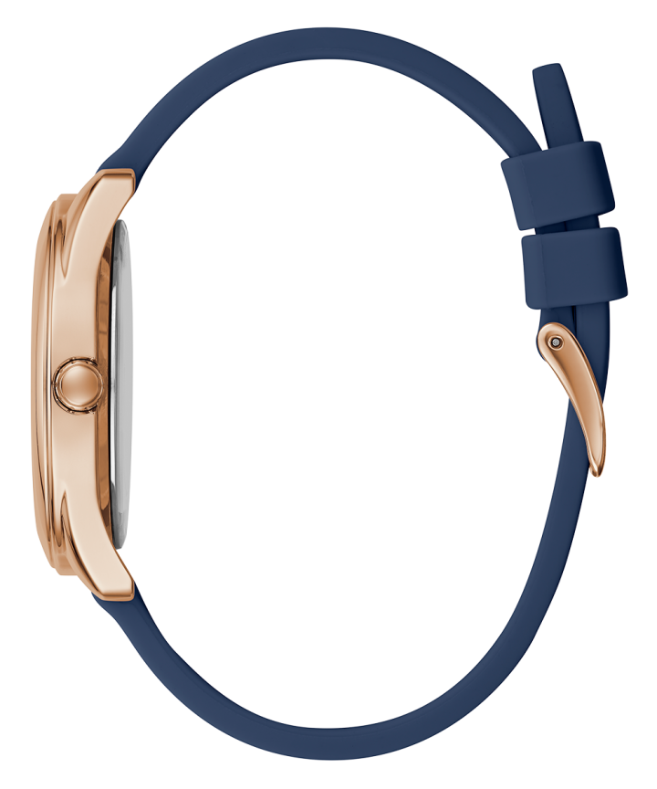 Rose Gold Tone Case Blue Silicone Watch large