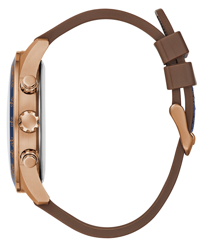 Rose Gold Tone Case Blue Nylon/Silicone Watch large