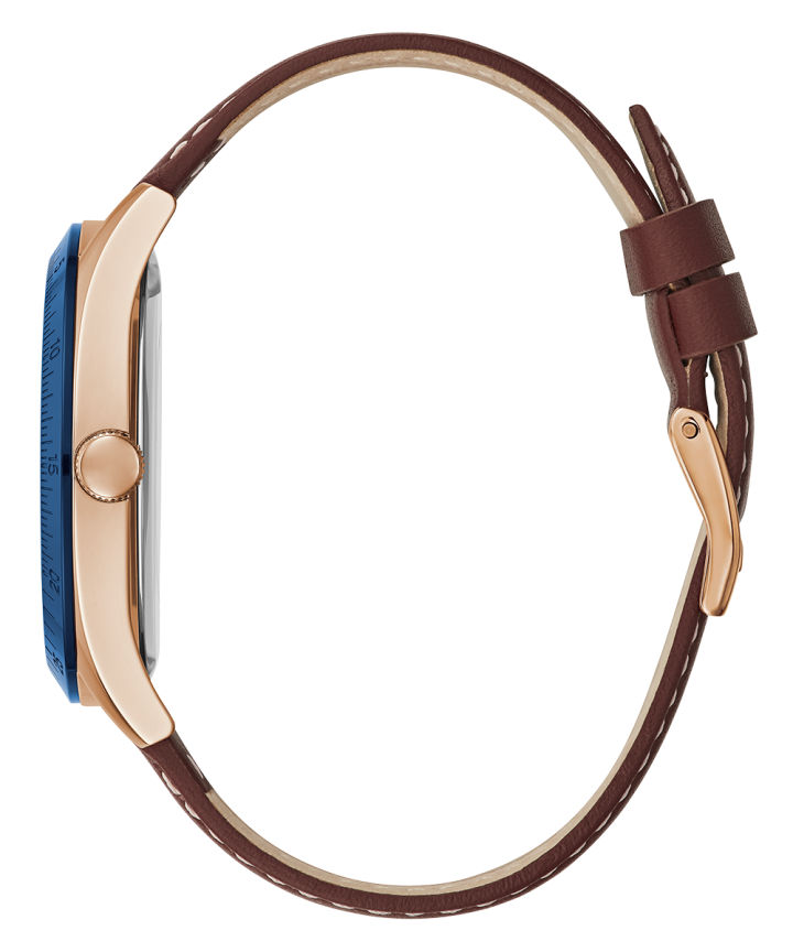 Rose Gold Tone Case Brown Genuine Leather Watch large