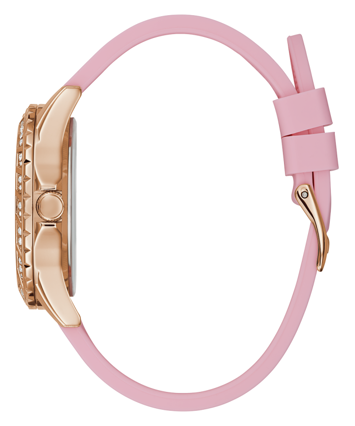 Rose Gold Tone Case Pink Silicone Watch large