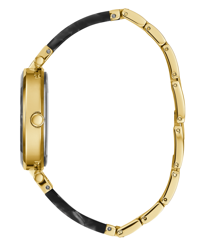 Gold Tone Case Black Resin Watch large