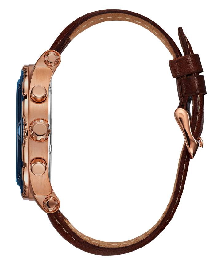 Rose Gold Tone Case Brown Genuine Leather Watch large