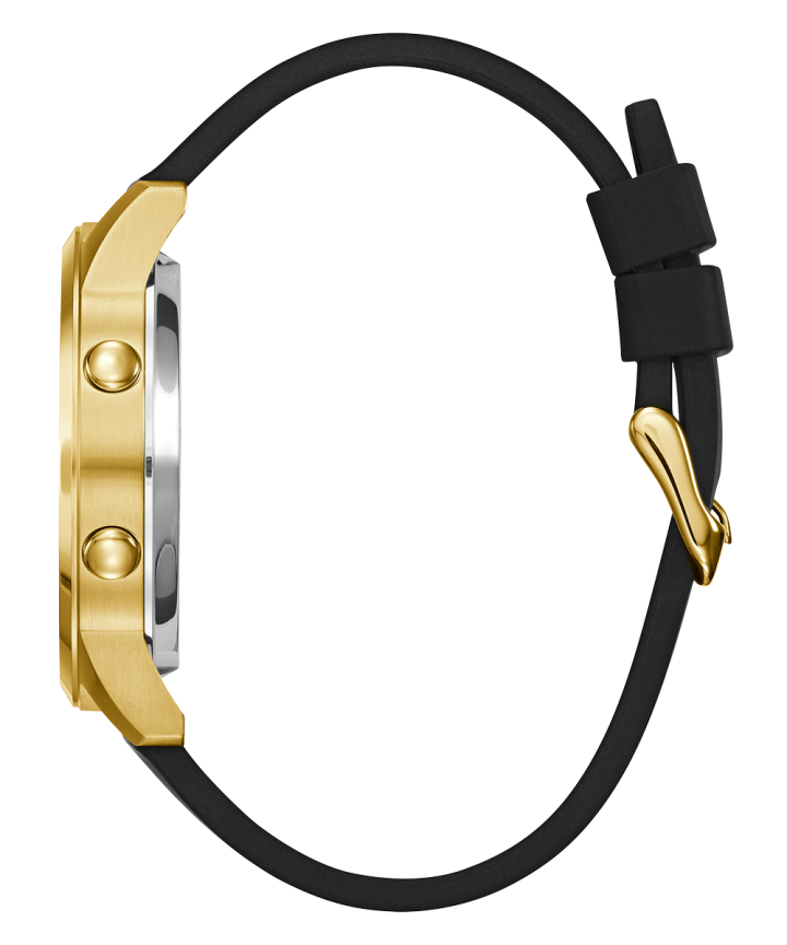 Gold Tone Case Black Silicone Watch large