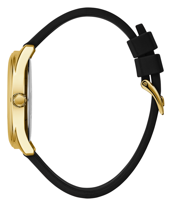 Gold Tone Case Black Silicone Watch large