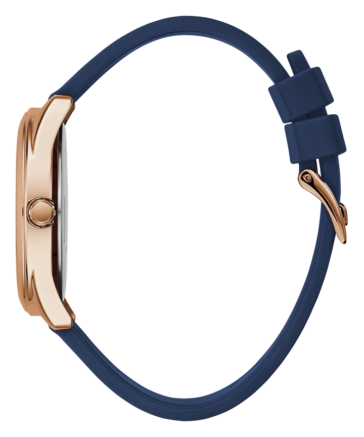 Rose Gold Tone Case Blue Silicone Watch large