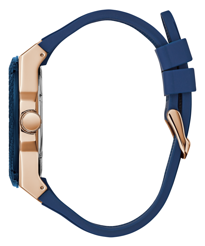 Rose Gold Tone Case Blue Silicone Watch large