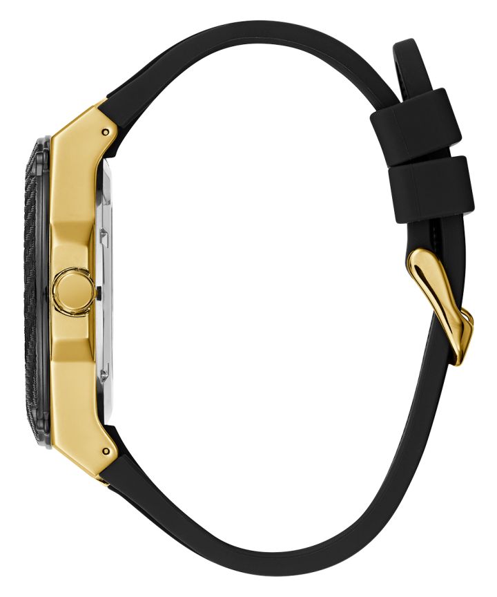 Gold Tone Case Black Silicone Watch large
