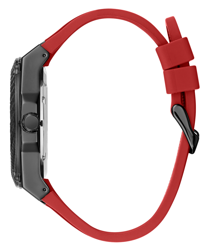 Black Case Red Silicone Watch large