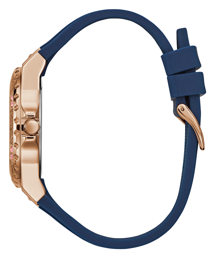 Rose Gold Tone Case Blue Silicone Watch large