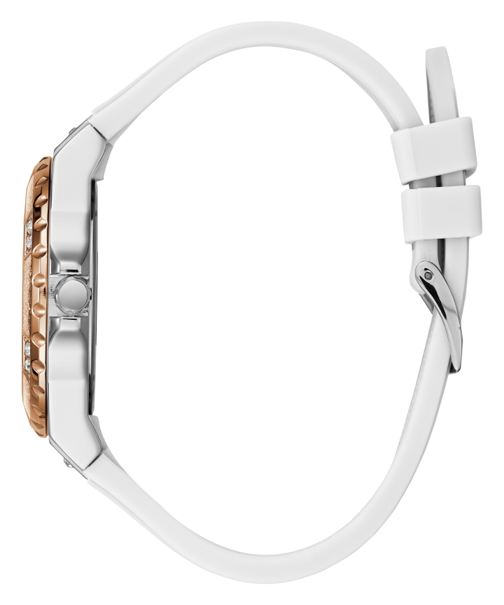 Silver Tone Case White Silicone Watch large