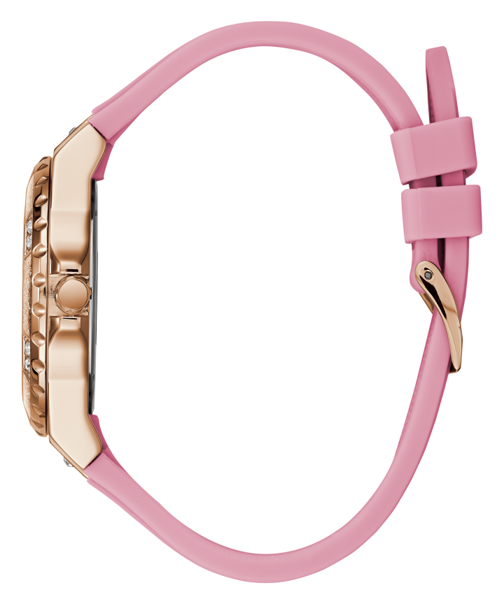 Rose Gold Tone Case Pink Silicone Watch large
