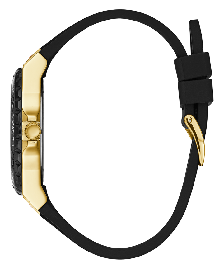 Gold Tone Case Black Silicone Watch large