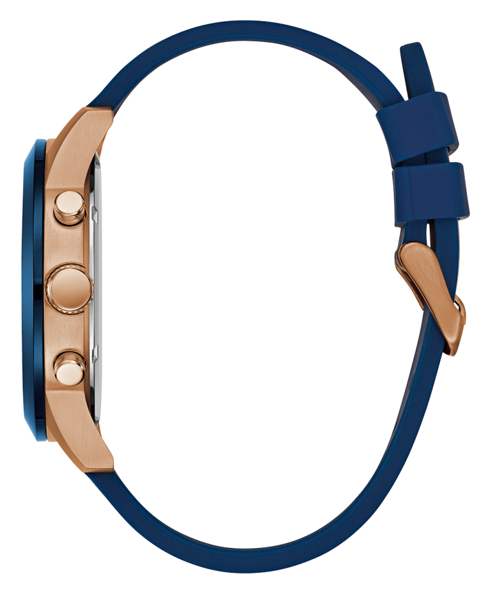 Rose Gold Tone Case Blue Silicone Watch large