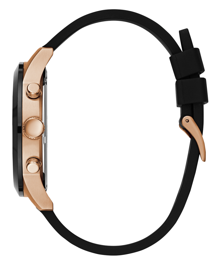 Rose Gold Tone Case Black Silicone Watch large