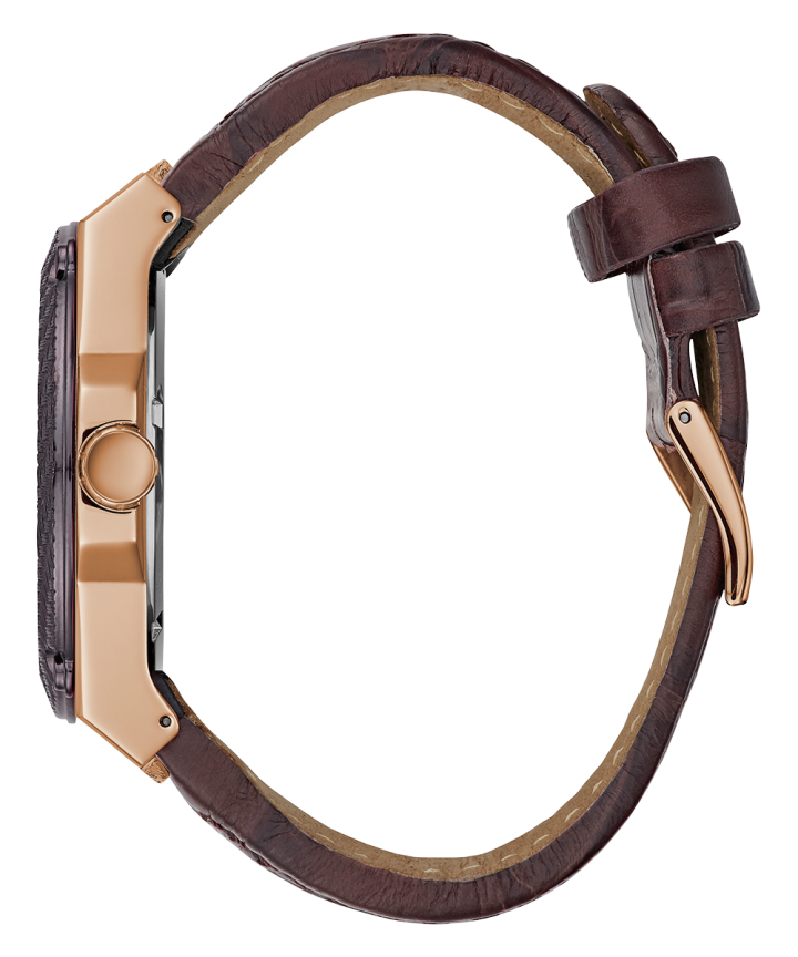 Rose Gold Tone Case Brown Genuine Leather Watch large