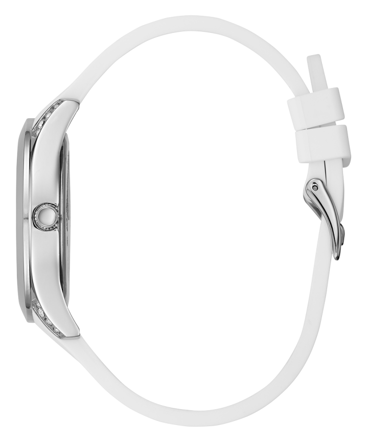 Silver Tone Case White Silicone Watch large