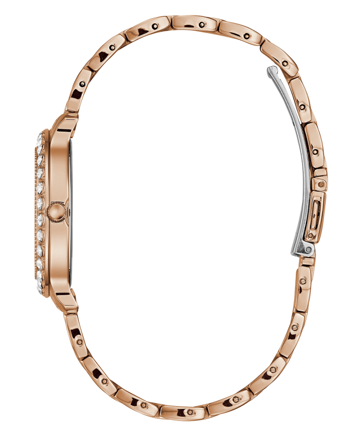 Ladies Rose Gold Tone Case Rose Gold Tone Stainless Steel Watch large